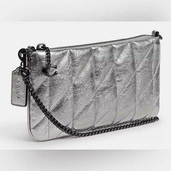 COACH Bundle•Quilted Leather Pouch Bag and Card Case in Metallic Anthracite - Picture 3 of 11